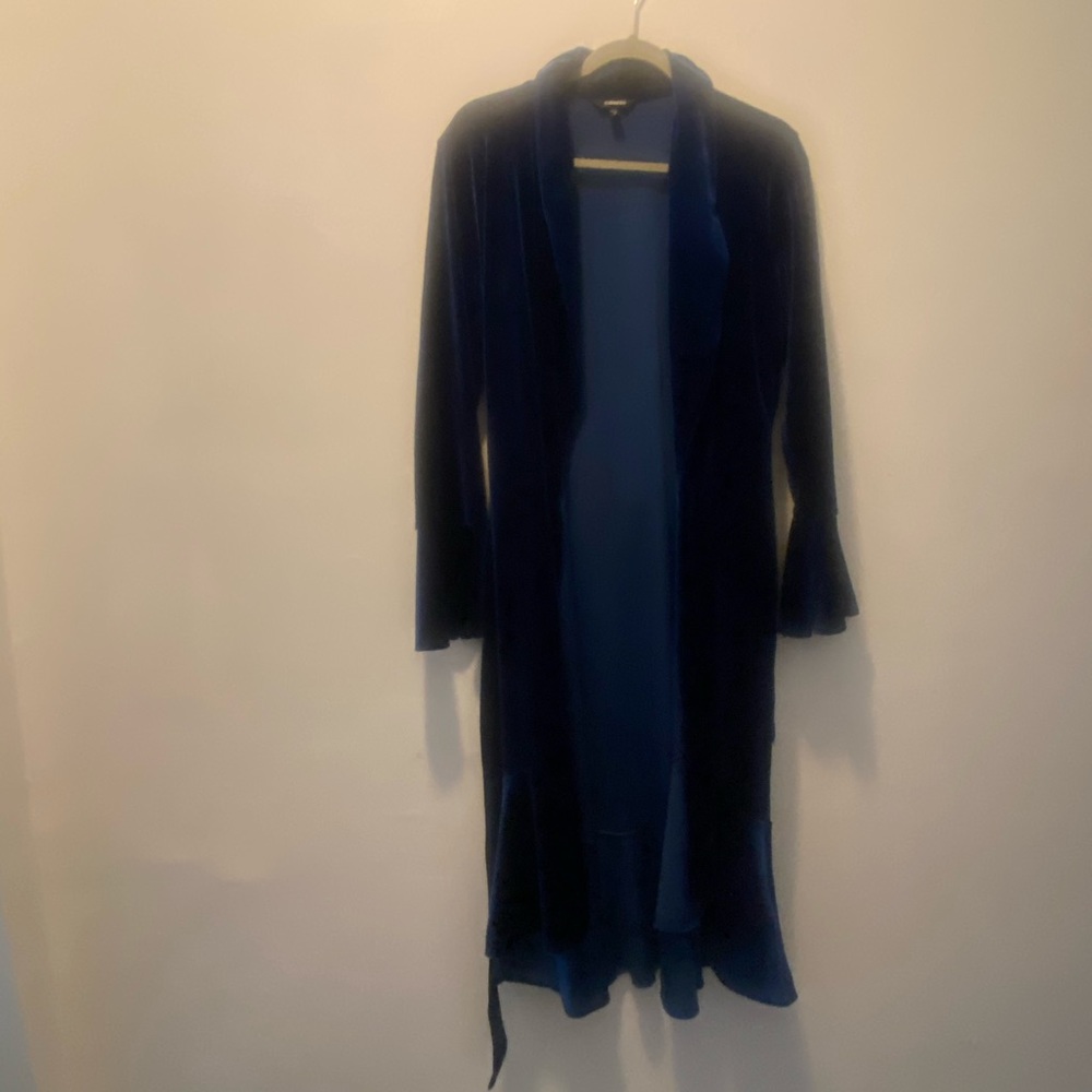 Navy Blue Velvet Wrap Dress